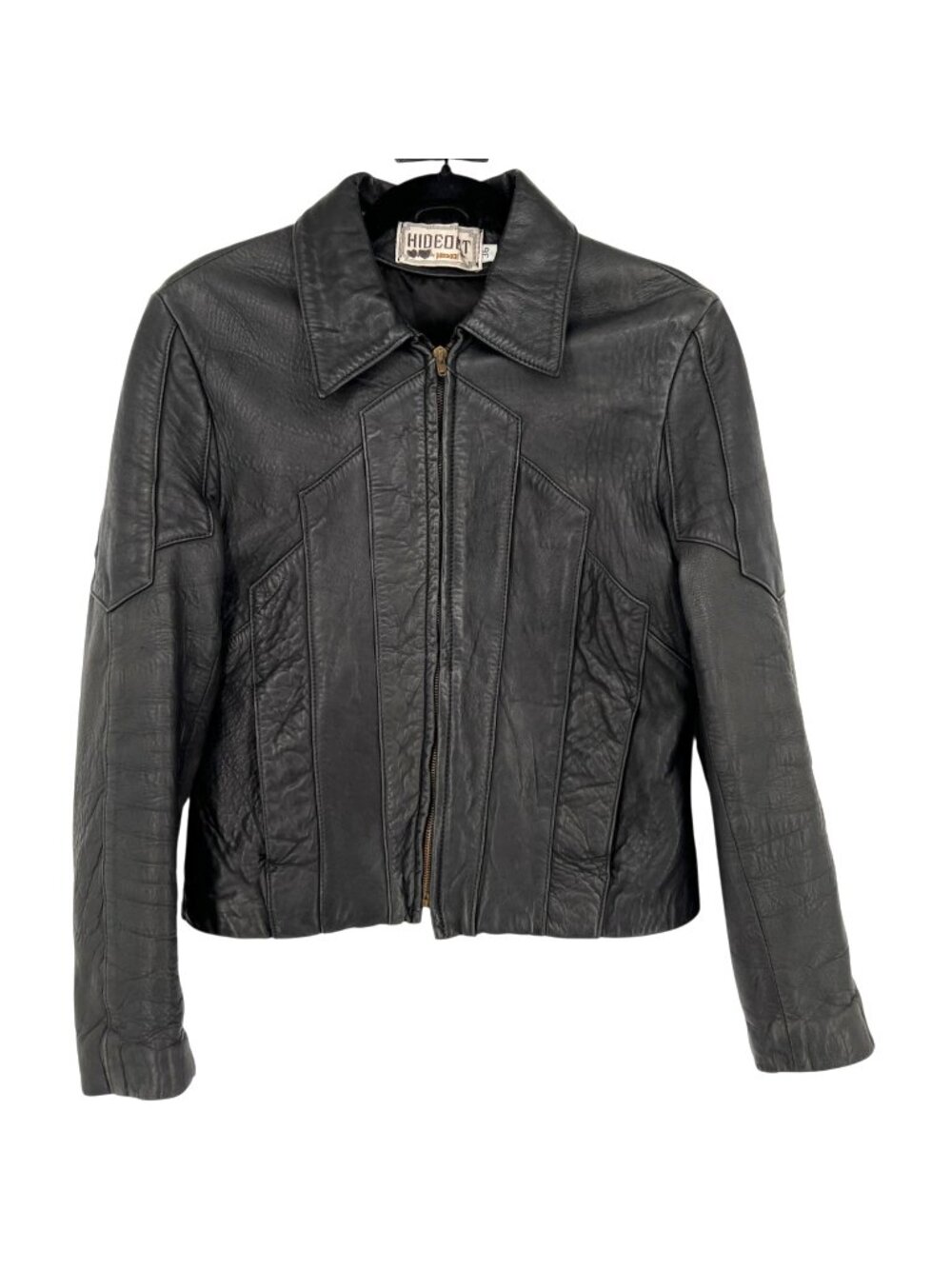 Hideout Vintage 70s Womens Leather Jacket Moto Western Apparel Black Size Small